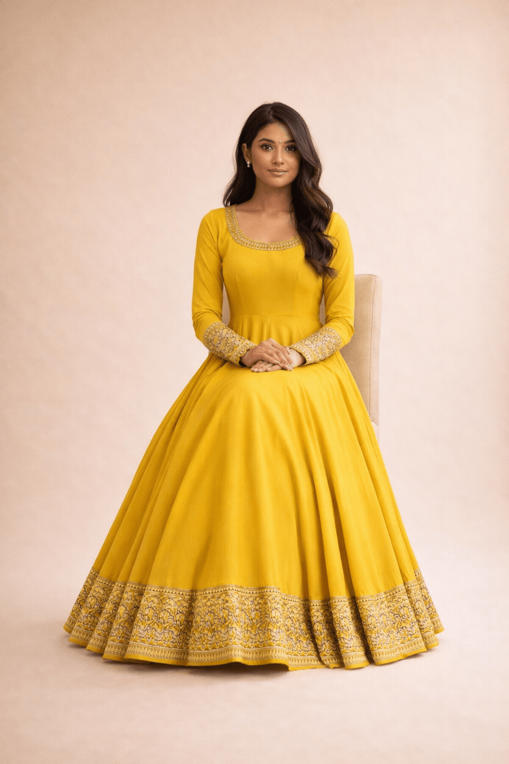Mustard Yellow Anarkali Suit Back